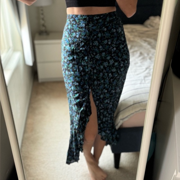 Bershka Dresses & Skirts - Bershka Black Floral Skirt with Blue and Green Accents